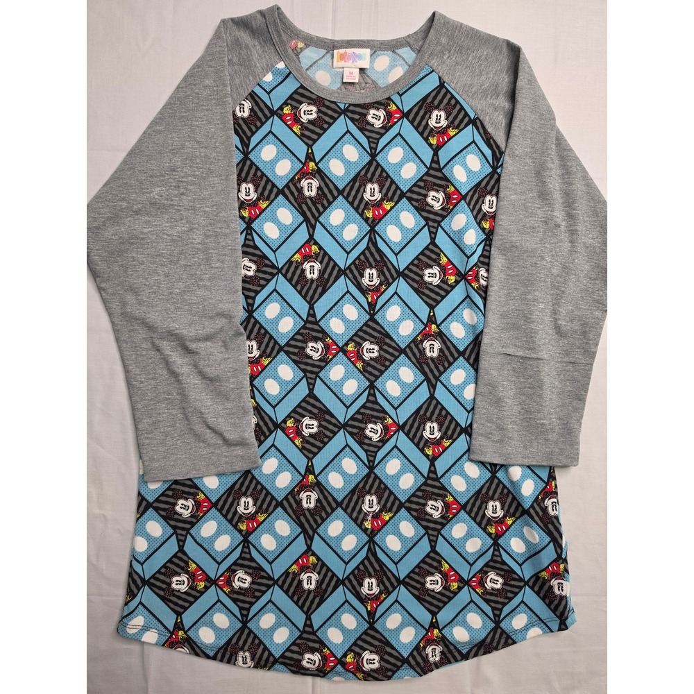 LuLaRoe Disney Top Women's Medium Multi Stretch Mickey Mouse Print Long Sleeve